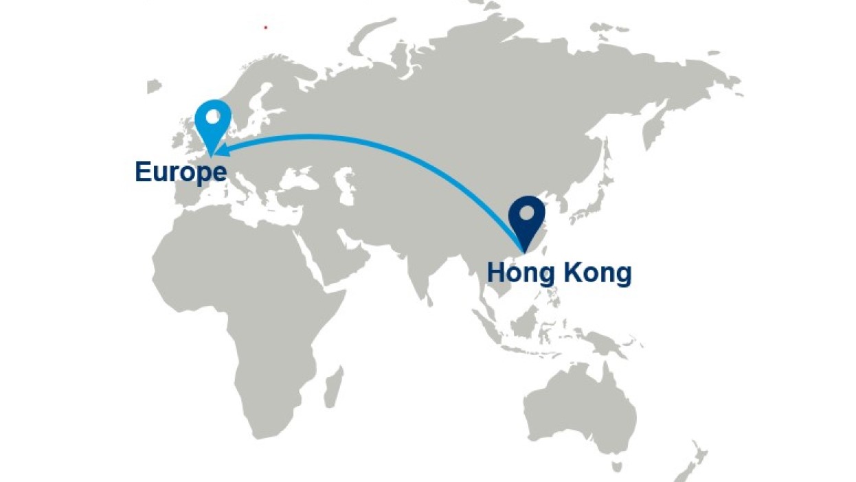 Air freight routes from Hong Kong